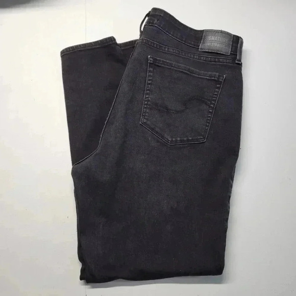 Signature by Levi Strauss Size 16 Classic Black Mid Rise Skinny Dark Wash Jeans - Picture 10 of 11